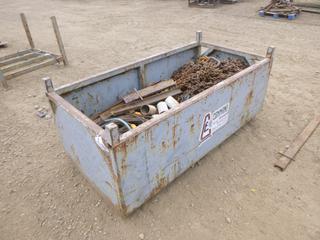 Metal Container, 72 In.  x 36 In. x 24 In., C/w Contents, Lifting Chains, Wire Rope Slings, Lifting Hooks and Slings (Row 3)