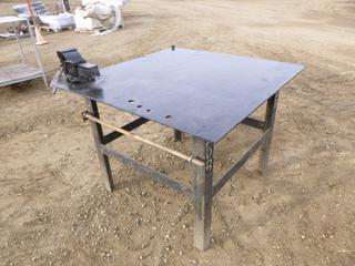 Metal Table w/ #4 Record Vise, 4 Ft. x 4 Ft. x 3 Ft. (Row 3)