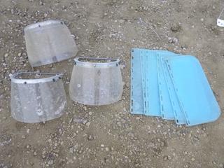 (3) Hard Hat Face Shields w/ (7) Extra replacement Shields, (Row 2)