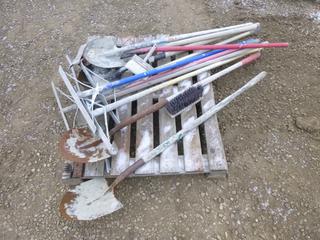 Assortment of Concrete Rakes and Shovels, (WR-2), (Row 2)