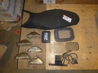 Qty of Rectangular Headlights and Headlight Lauros, Assorted Electrical Harnesses/Cables, and (1) Motorcycle Seat (A2)