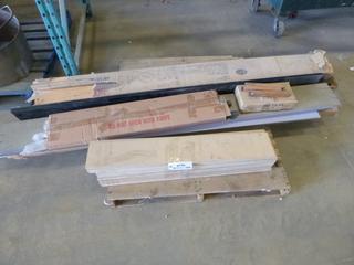 Assorted Furniture Pieces, C/w Pallet of Bed Cross Supports, Side Rails and Slats *As Is, May Be Incomplete* (Row 4)