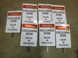 Qty of Work in Progress Tin Signs w/ Stakes (T-2-2)