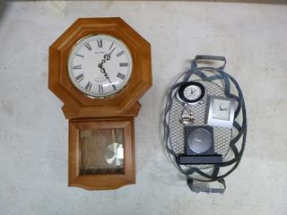 Quartz Westminster Chime Clock C/w Assorted Clocks **Note: Buyer Responsible For Load Out, Located Offsite For More Info Contact Shazeeda @780-721-4178**