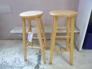 Qty Of (2) 29in Wooden Stools **Note: Buyer Responsible For Load Out, Located Offsite For More Info Contact Shazeeda @780-721-4178**
