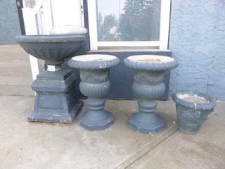 Qty Of (4) Concrete Flower Pots **Note: Buyer Responsible For Load Out, Located Offsite For More Info Contact Shazeeda @780-721-4178**