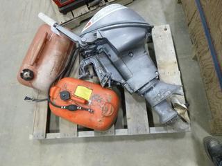 Evenrude Motor, Model 9522G, S/N 6438056, C/w (2) Gas Tanks *NOTE: Running Condition Unknown*, (Row 2)