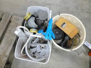 Condor 600 Spray Gun Serial # 891A, (1) Dimmer Switch, (1) Face Mask, (1) Container of Nuts & Bolts, (1) Power Bar, (2) Respirator, Light Switch Plugins & Covers (K-3-2)