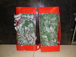 (2) 9 Ft. Snowtop Dazzle Battery Op LED Prelit Garland with Timer (C2)