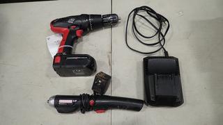 (1) Benchmark Lithium Ion Set and (1) Craftsman 3.6 V Brite Screw Driver: Set Includes: (1) 1/2 In. 18 V Cordless Drill, (1) Battery Charger, (1) 18V Battery (B2)