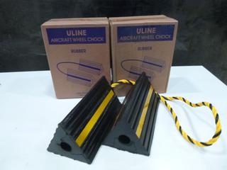 (2) Sets Unused U-Line Rubber Aircraft Wheel Chocks, Model H-4196, 10 In. x 5 In. x 4.5 In. (C-1)