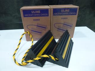 (2) Sets Unused U-Line Rubber Aircraft Wheel Chocks, Model H-4196, 10 In .x 5 In. x 4.5 In. (C-1)