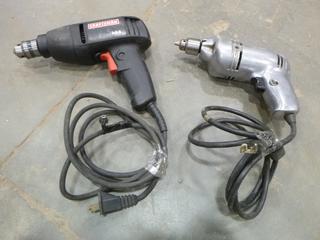 (1) 1/4 In. Shopmate Electric Drill, Model 740BG, (1) 3/8 In Craftsman Electric Drill, Model 315.221220 (B-2)