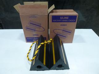 (2) Sets Unused U-Line Rubber Aircraft Wheel Chocks, Model H-4196, 10 In. x 5 In. x 4.5 In. (C-1)