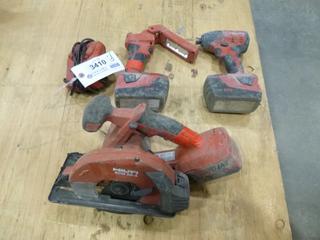 Hilti 3 PC Cordless Tool Set, Includes  Circular Saw, Model SCM22-A, Flash Light, Model SL2-A22, Drill, Model SID4-A22, C/w Battery Charger (A2)