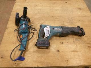 (1) Makita  Reciprocating Saw, Model BJR182, (1) Makita 5" Angle Grinder Model 9005BZ (A2)