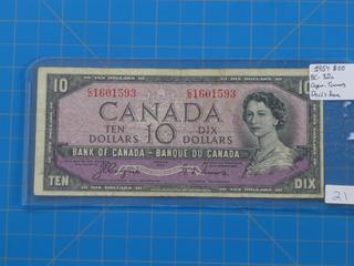 (1) 1954 Canadian - Bank of Canada $10.00 Bill, Devil's Face