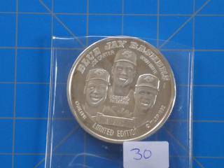 (1) 1992 World Champion Toronto Blue Jays Limited Edition 1 oz .999% Fine Silver Coin