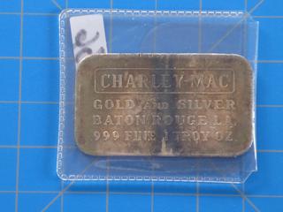 (1) Charley-Mac 1 oz. .999% Fine Silver Bar