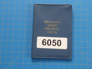 (1) 1968 Britain's First Decimal Coins Set, (1) 1/2 penny, (1) penny, (1) 2 pence, (1) 5 pence, (1) 10 pence