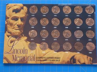 (1) 1959-1982 Lincoln Memorial Copper United States of America Penny Set