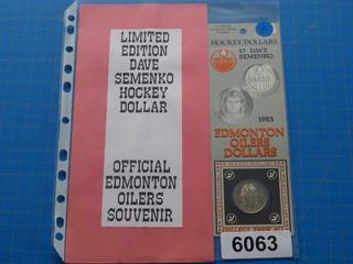 (1) 1983 Edmonton Oilers, Dave Semenko, NHL Hockey Dollar Coin