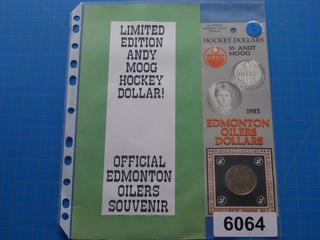 (1) 1983 Edmonton Oilers, Andy Moog, NHL Hockey Dollar Coin