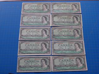 (10) Canadian - Bank of Canada $1.00 Bill, 1954