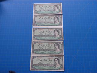 (4) Canadian - Bank of Canada $1.00 Bill, 1954