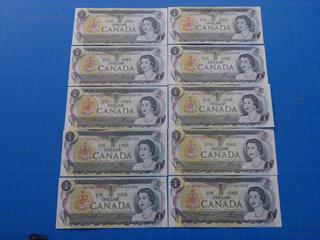 (10) Canadian - Bank of Canada $1.00 Bill, 1973