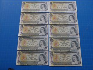 (10) Canadian - Bank of Canada $1.00 Bill, 1973