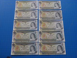 (10) Canadian - Bank of Canada $1.00 Bill, 1973