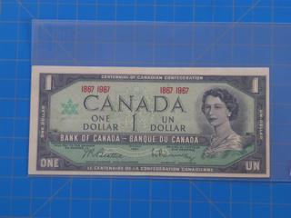 (1) 1867-1967 - Canadian - Bank of Canada $1.00 Bill, No Serial Number, Modified Face