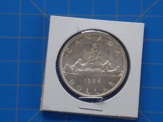 (1) Canadian Silver Dollar Coin, 1966