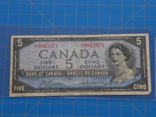 (1) Canadian - Bank of Canada $5.00 Bill