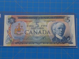 (1) Canadian - Bank of Canada $5.00 Bill