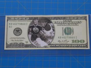 (1) The United States of America $100.00 Bill with Edmonton Oilers Hockey Player on Front