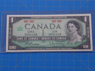 (1) Canadian - Bank of Canada $1.00 Bill, 1867-1967