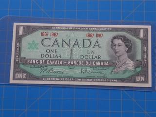 (1) Canadian - Bank of Canada $1.00 Bill, 1867-1967