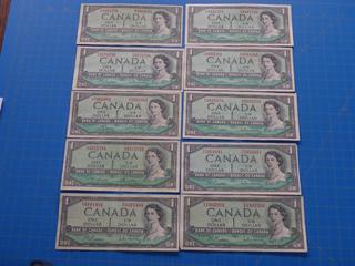 (10) Canadian - Bank of Canada $1.00 Bill, 1954