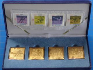 (1) Gold-Plated Coin Set-Contains: (4) Coins and Stamps