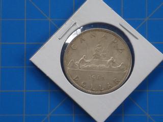 (1) Canadian Silver Dollar Coin, 1963