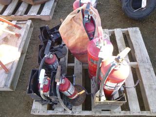 (7) Fire Extinguishers All ABC Class, (4) 20 lbs., (3) 5 lbs. and (6) Fire Extinguisher Holders (Row 3)