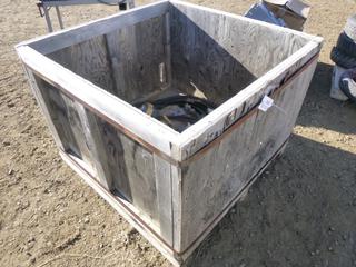 Wooden Crate of Misc. Items: Wires, Hoses, Shut-Off Valves (Row 5)