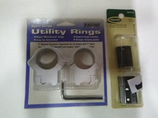(1) Burris Zee Rings 1 In. Medium Nickel (Weaver Style), and (1) Weaver Aluminum Base Pair 2-Piece Matte Black for Ruger 10/22 (Upstairs)
