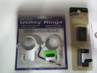 (1) Burris Zee Rings 1 In. Medium Nickel (Weaver Style), and (1) Weaver Aluminum Base Pair 2-Piece Matte Black for Ruger 10/22 (Upstairs)