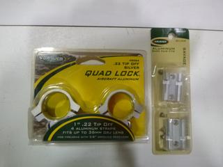 (1) Weaver 1 In. .22 Tip Off Quad Lock Rings Silver and (1) Weaver Aluminum Base Pair 2-Piece Silver for Savage 110 with Accutrigger, Stevens 200 (Upstairs)