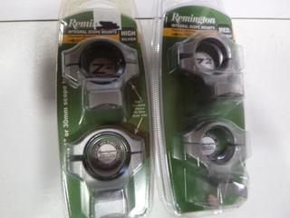 (1) Remington Rifle 783 Integral Scope Mounts (High) Fits 1 In. or 30mm Tube - Silver, and (1) Remington Rifle 783 Integral Scope Mounts (Medium) Fits 1 In. Scope Tube - Silver (Upstairs)