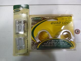 (1) Weaver 1 In. .22 Tip Off Quad Lock Rings Silver and (1) Weaver Aluminum Base Pair 2-Piece Silver for Savage 110 with Accutrigger, Stevens 200 (Upstairs)