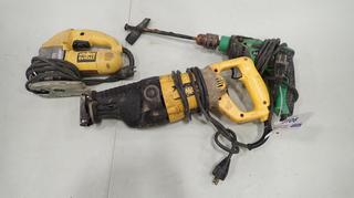 (1) Dewalt Jig Saw, 120V, (1) Hitachi Drill, Model FDV16VB2, (1) Sawzall (B-2)